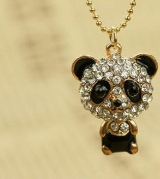 Diamond Sweater Chain Necklace Female Panda